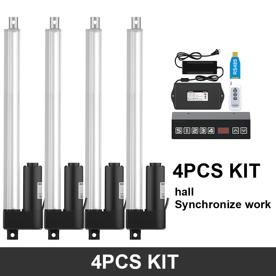 4 pieces 3000N Electric Linear Actuator Hall synchronous Control KIT 50mm 150mm 250mm 350mm 550mm 1000mm Stroke Telescopic Rod