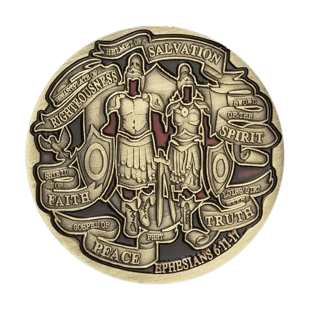 وضع على الدرع الكامل للهدايا التذكارية للآله، عملة تذكارية مسيحية مطلية بالبرونز #2