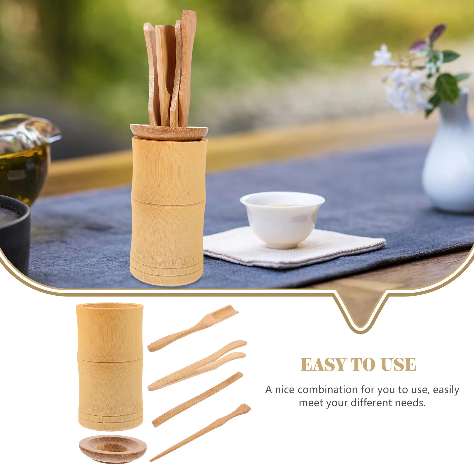 

6pcs Ceremony Accessories Set With Spoon Scoop Clip Tea Ceremony Supplies Set Storage Bucket Tools For Tea Lovers Gift
