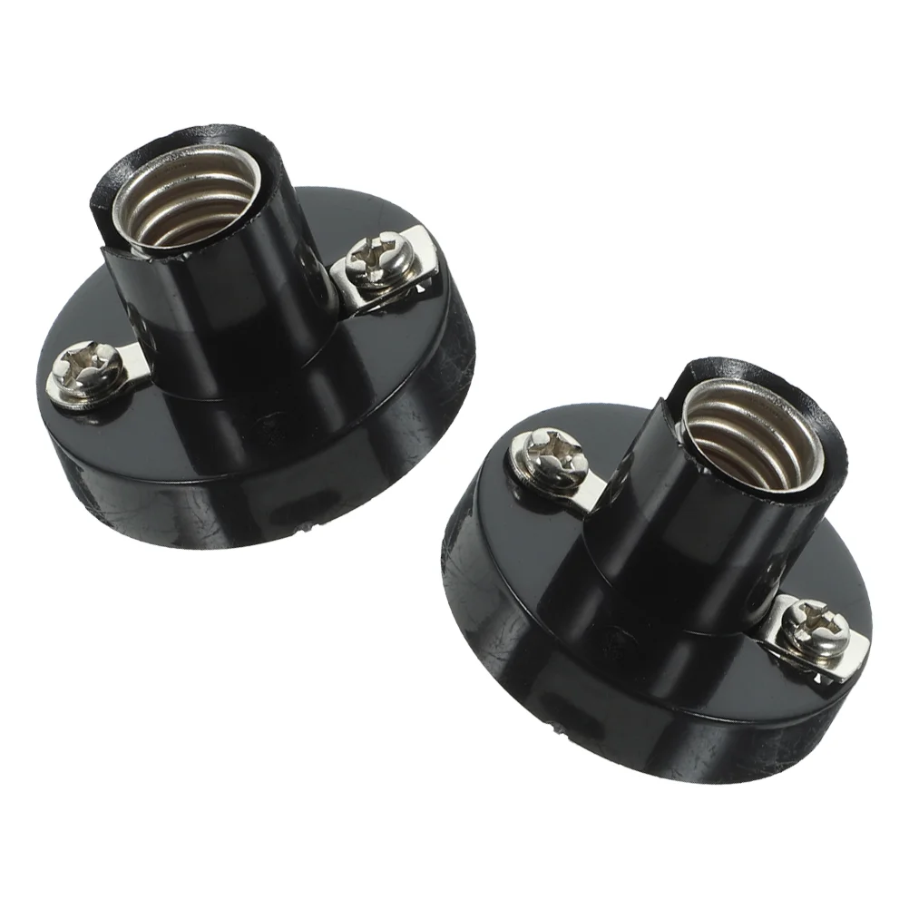 2 Pcs Flat Headlight Holder E10 Screw Sockets Black Easy Installation Lasting Versatile Use Home Office Enhanced Stability