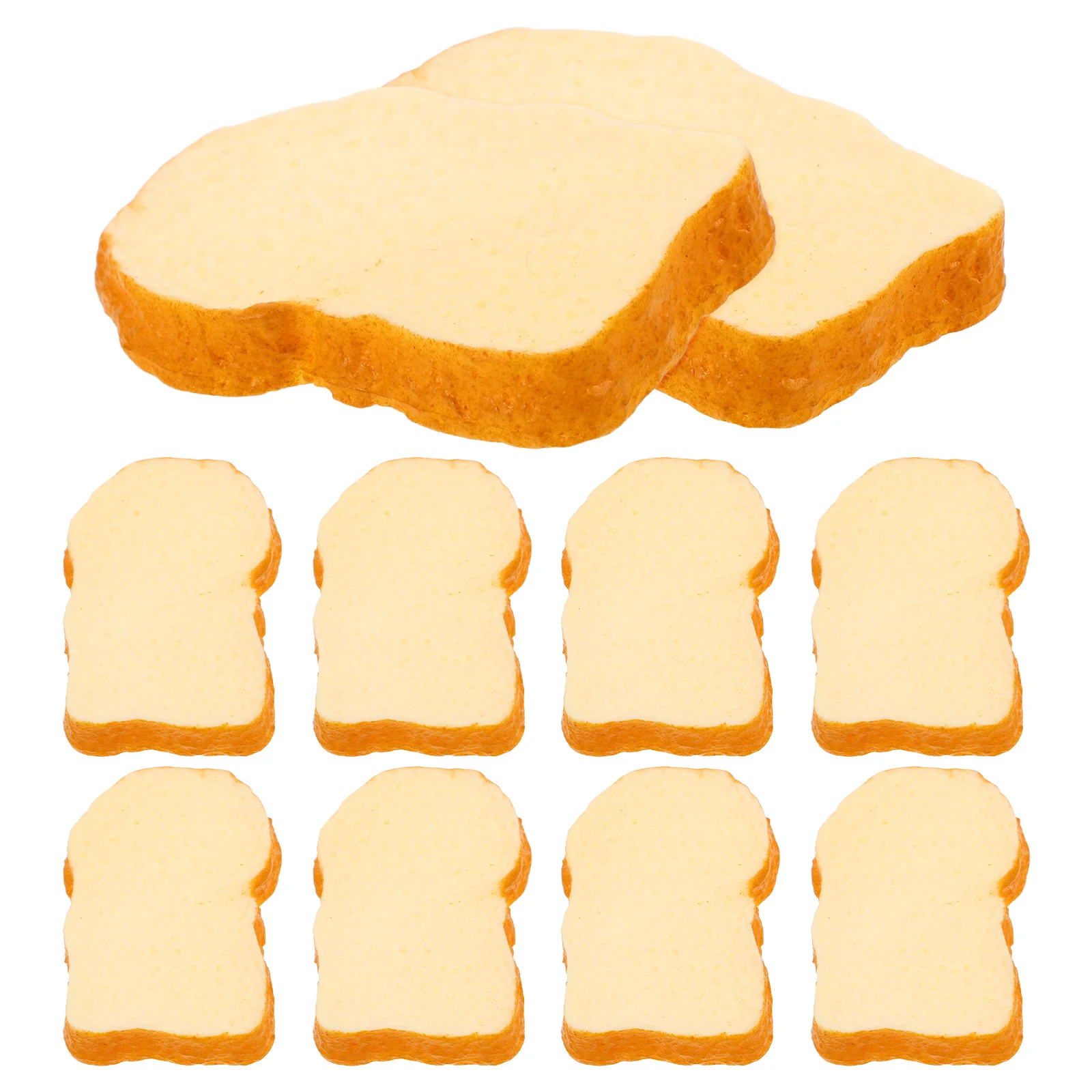 

10pcs Simulated Toast Slices Realistic Artificial Bread Craft Model Toy Food Decor Photo Props Miniature Play Kitchen