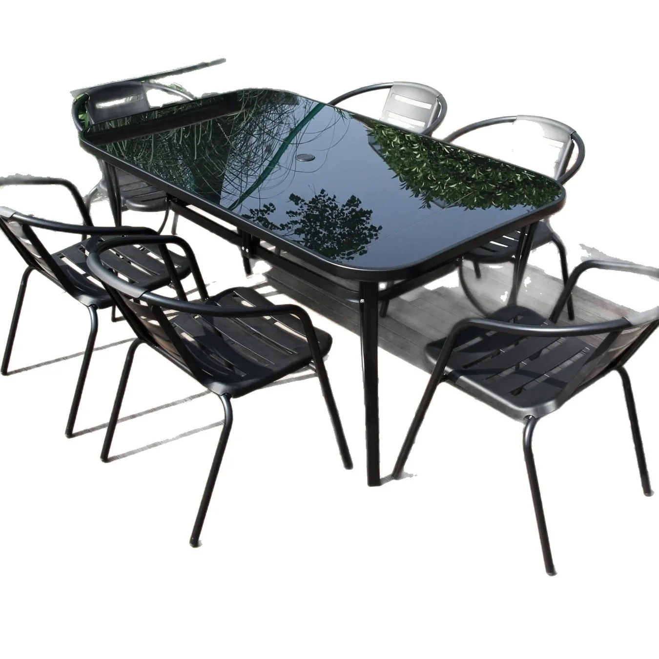 Outdoor tables and chairs courtyard garden open-air balcony stacked tea table coffee milk tea shop outdoor table and chair combi