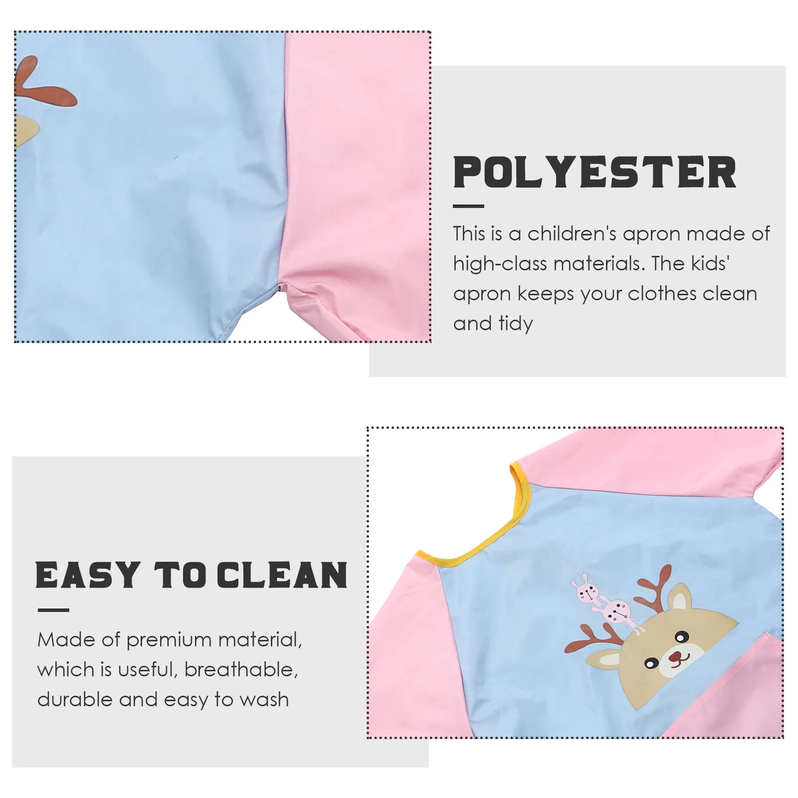 

Kids Long Sleeves Waterproof Apron Cartoon Painting Art Children Sleeved Bib for Baking Cooking Drawing Kids Apron