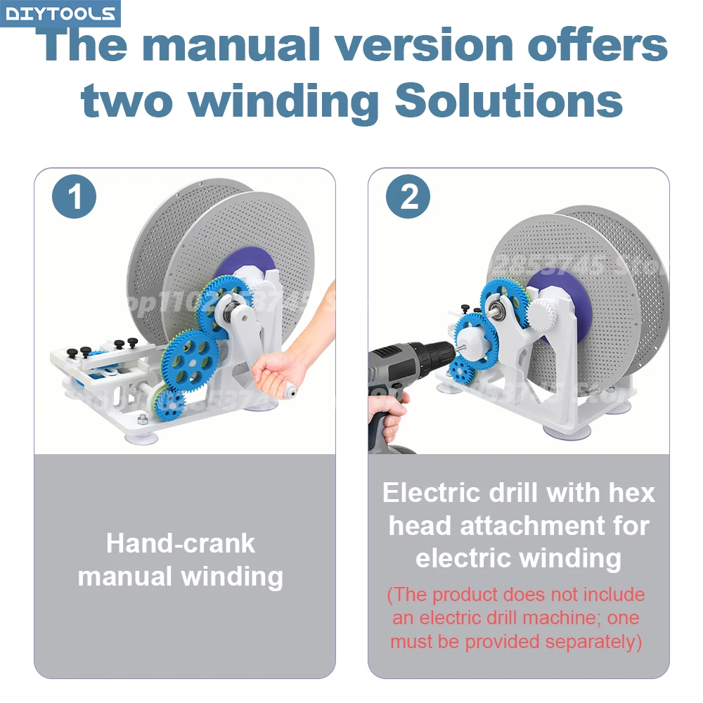 Hand-Crank Roll Organization 3D Material Manual Wire Winder Coiler Printing Consumables Reel Filament Spool Hand Crank PETG DIY