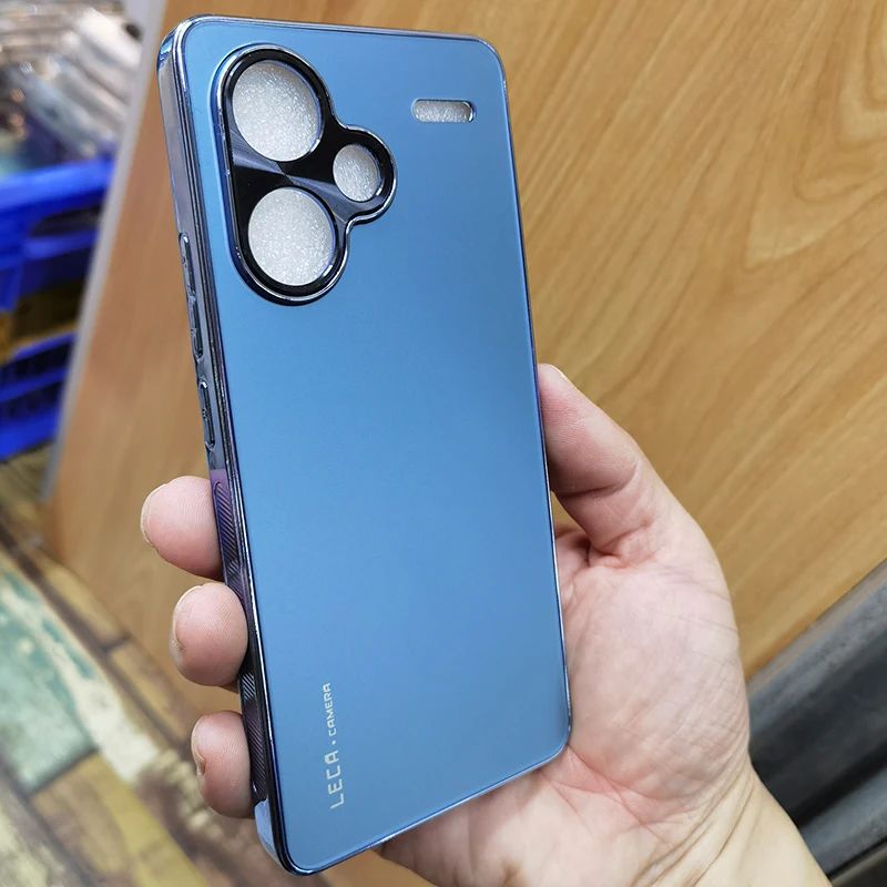 Matte Frosted Tempered Glass Case For Xiaomi Redmi Note 13 Pro+ Camera Lens Holes Protector Protection Shell