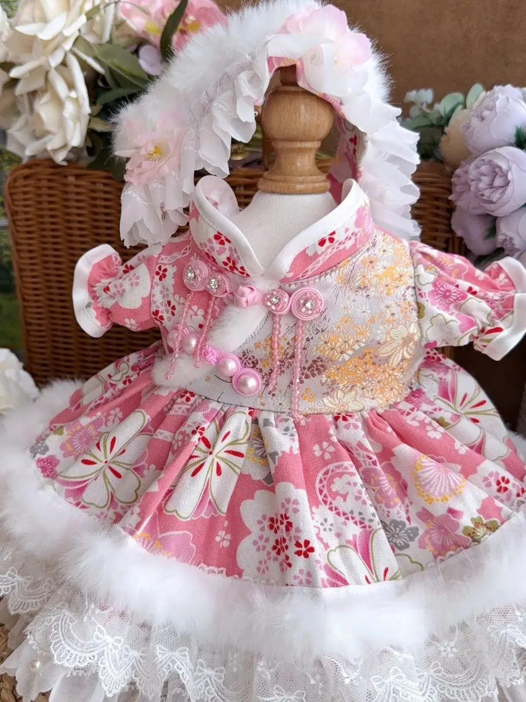50-55cm reborn doll clothes white doll dress “Winter Snow Plum  Blossoms”, 20cm 40cm 10cm cotton doll clothes free shipping