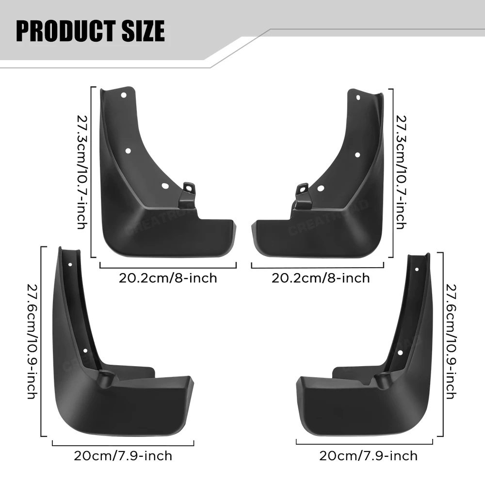 Custom Fit 4PCS Mud Flaps for Nissan Kicks 2016 2017 2018 No Drilling Splash Guards Mudguards Car Fender Accessories