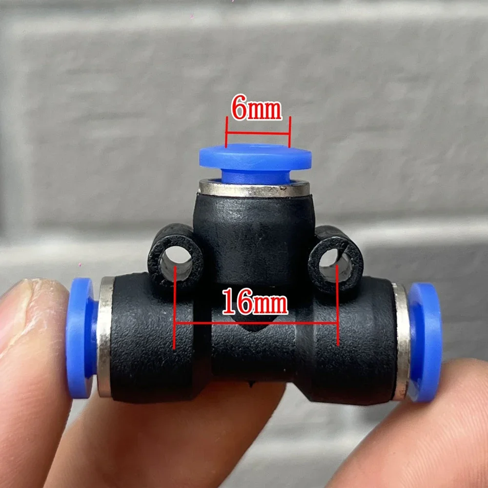 Tee Hose Connector 6mm Water Pipe Tee Joint PE6 Slip-Lock Quick Connector Pneumatic Pipe Mist Cooling Pipe Joint