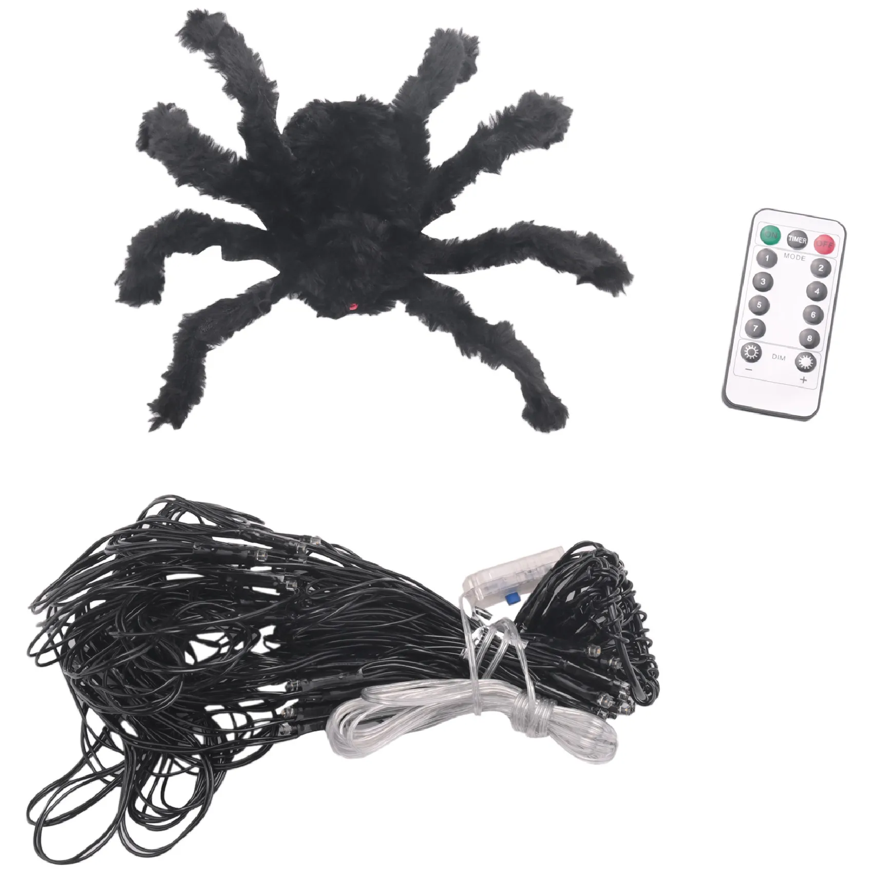 

Halloween LED Spider Web String Light with Remote Control 8 Modes Net Mesh Atmosphere Lamp Outdoor Indoor Party Decor A