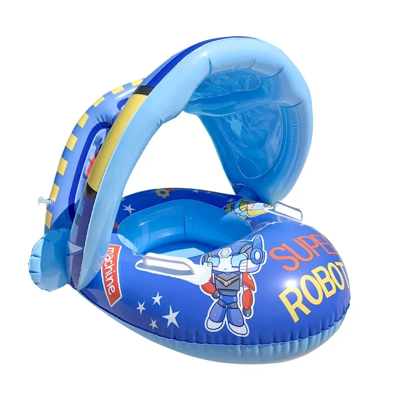 Infant Baby Float Swimming Seat Circle Inflatable Pool Swimming Ring Baby Water Seat with Sunshade Summer Beach Party Toys 3-6y