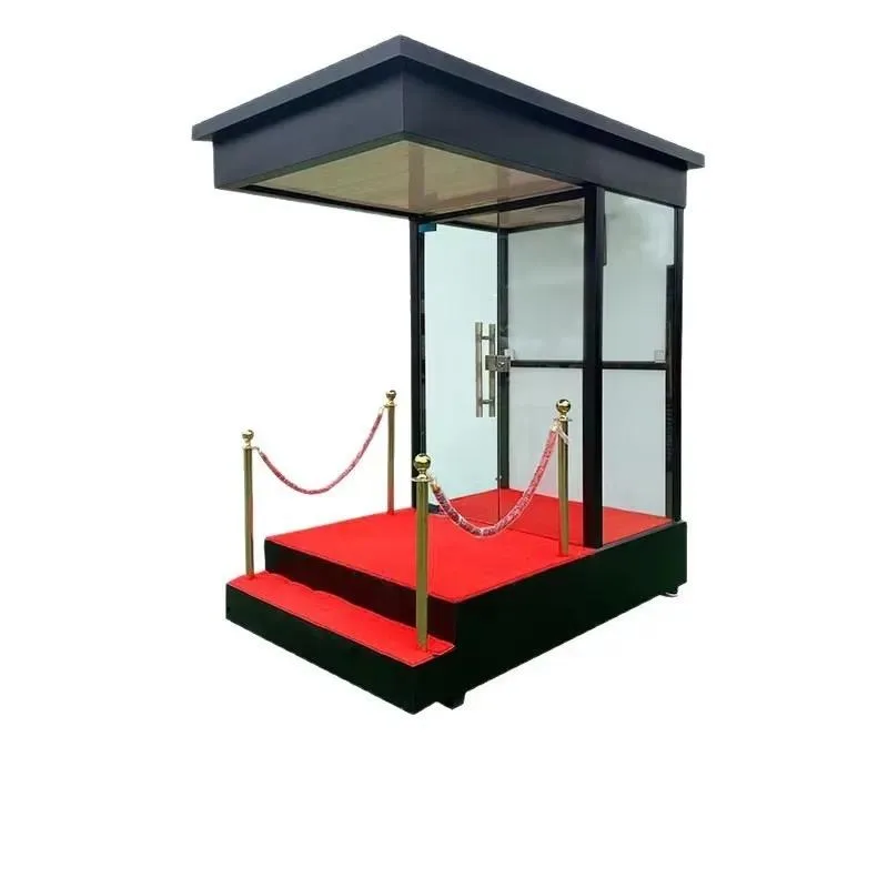 Customized Outdoor Security Guard Booth Glass Reception Hotel Gate Waterproof Prefabricated Reception Booth