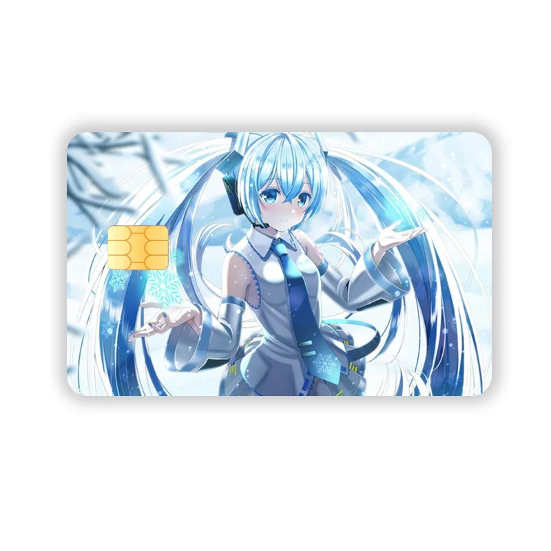 Film de protection pour carte de débit et de charge bancaire, autocollant imperméable Kawaii, Hatsune ku Cartoon, autocollants de peau de carte de crédit, décoration