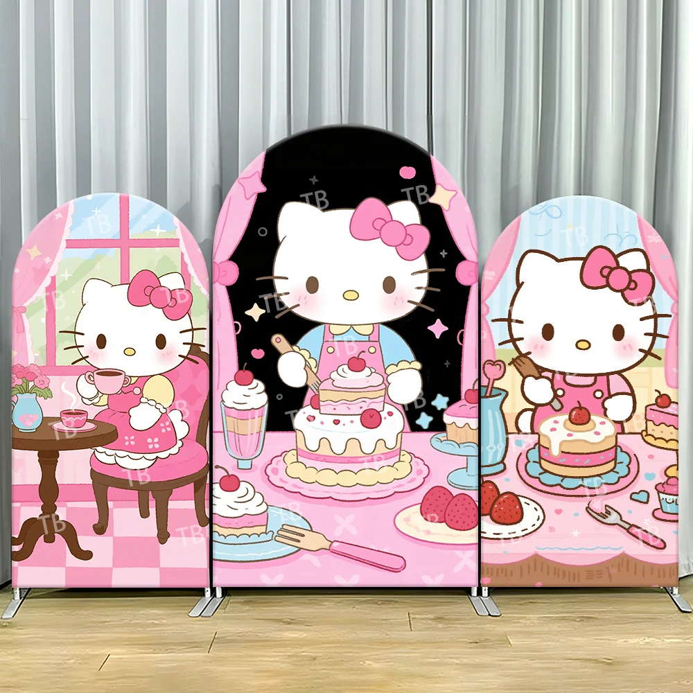 

Hello Kitty Arch Backdrop Cover Cake Dessert Strawberry Cute Photo Booth Props for Parties & Home Decoration