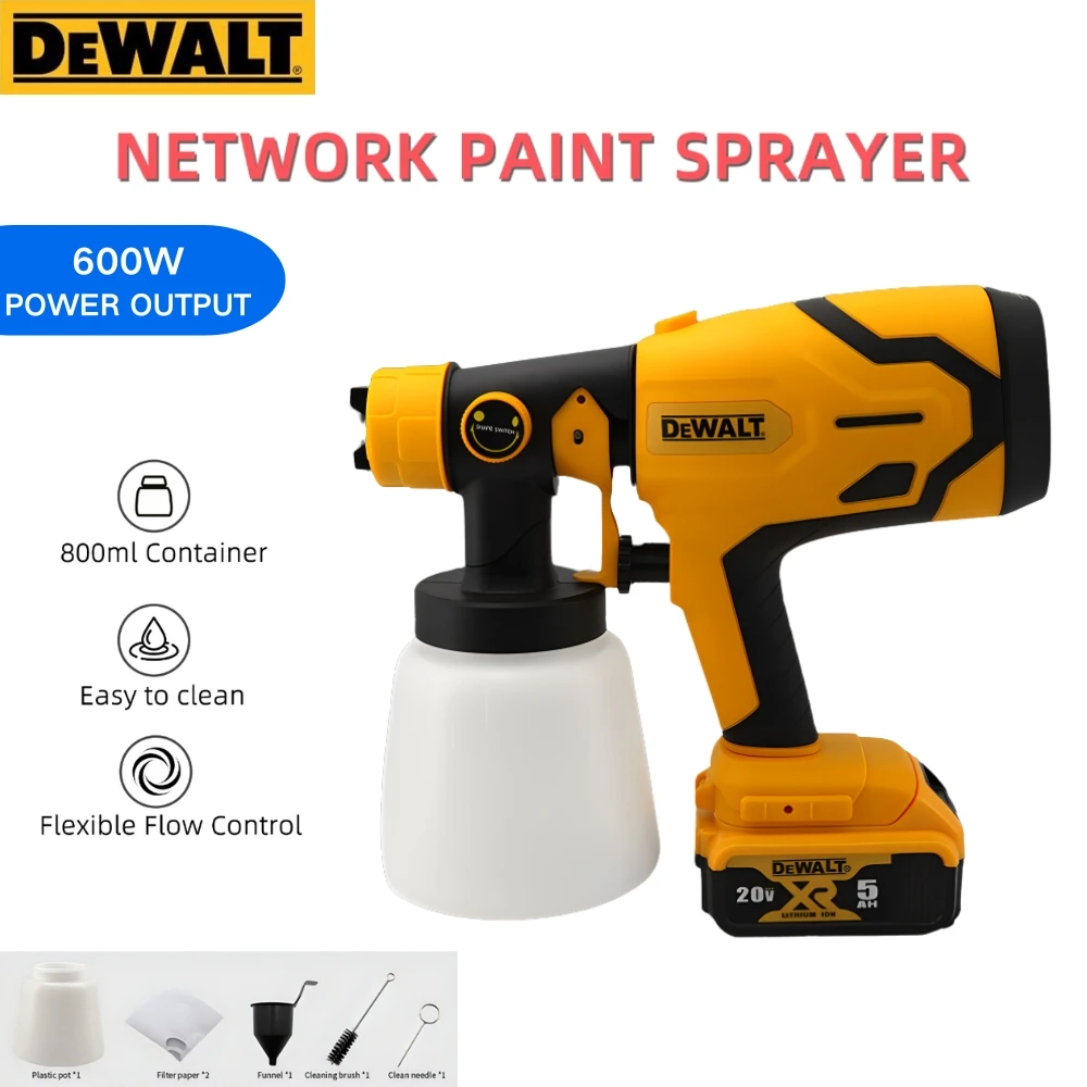 

DEWALT 800ML Electric Spray Gun 600W High Power Tools Paint Sprayer Auto Household Electric Spray Gun 18V Battery