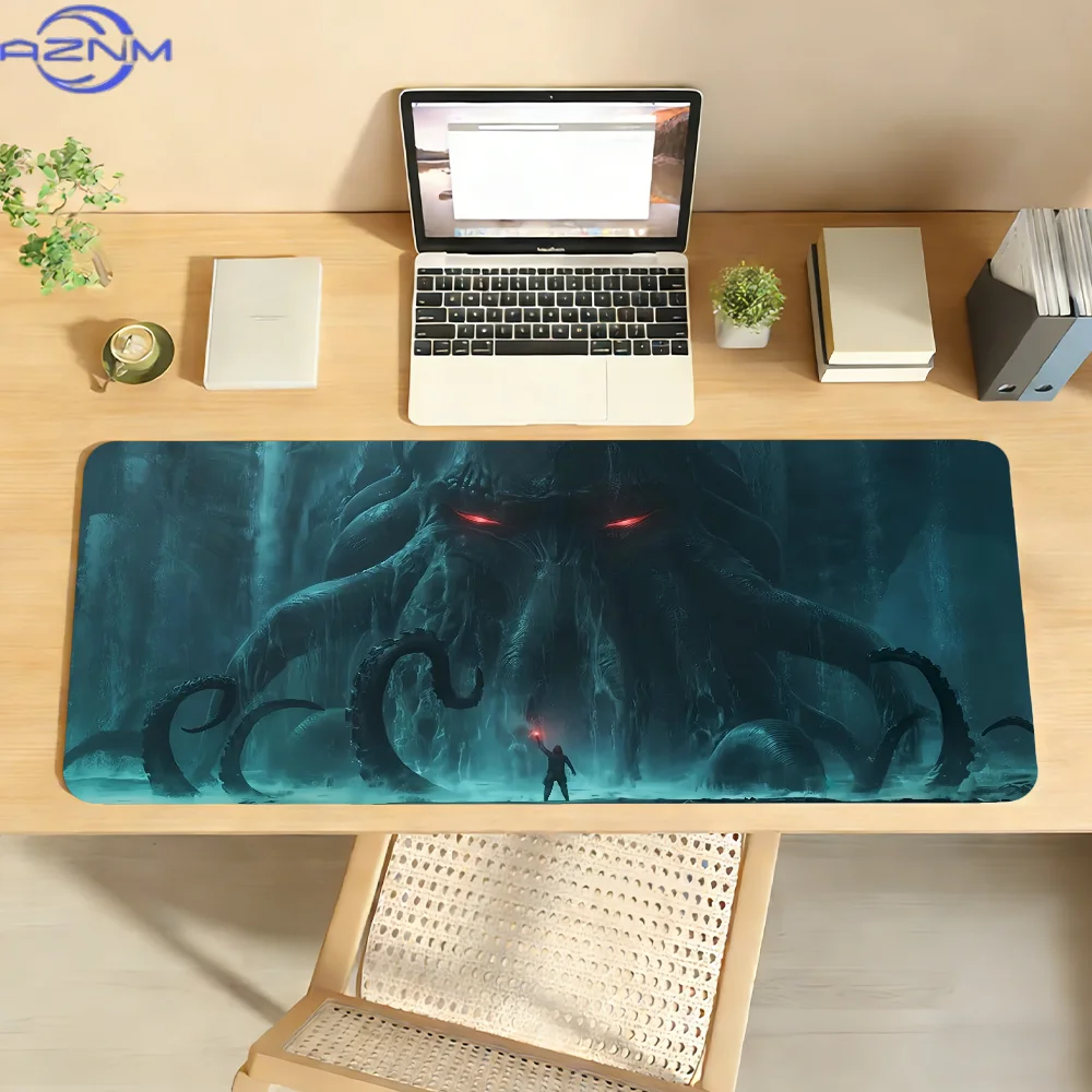 Alfombrilla de ratón Cthulhu antideslizante con borde fijado, alfombrilla de escritorio para PC, accesorios para portátil, alfom