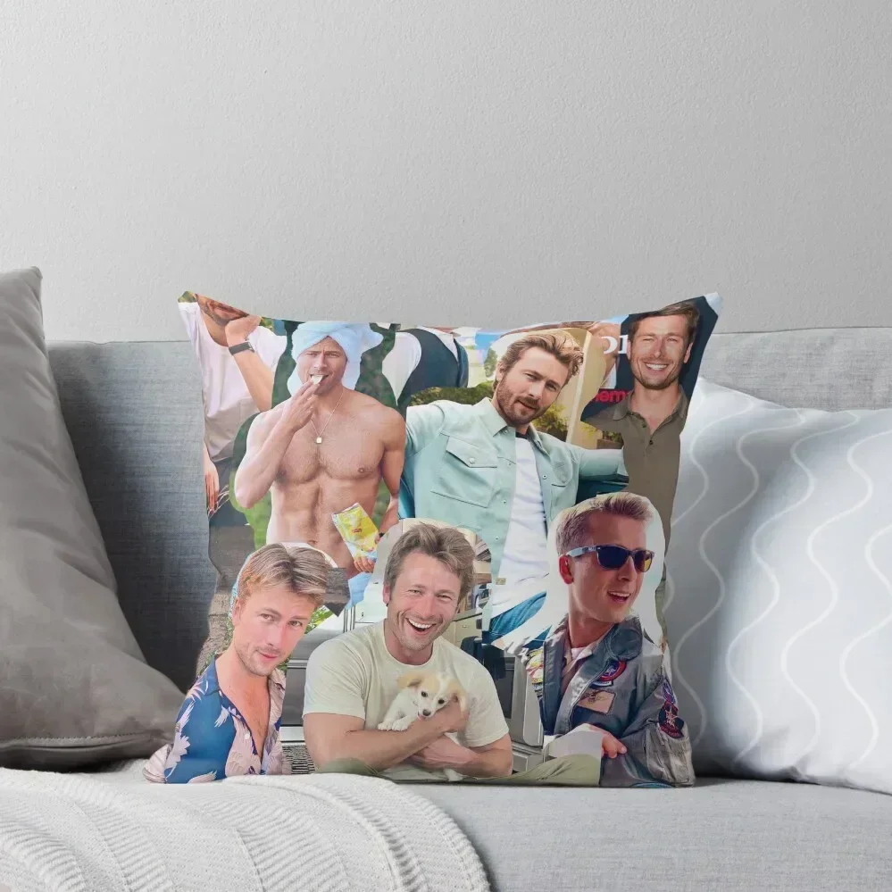 

Glen Powell photo collage Throw Pillow Cushion Cover Luxury Elastic Cover For Sofa Sofa Pillow Cover pillow