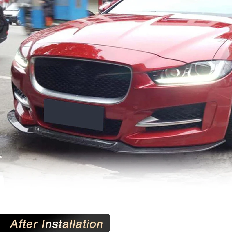 سيارة الجبهة حافة مصد السيارة المفسد ل جاكوار XE سيدان 4-Door 2015-2017 سباق الجبهة الشفاه الذقن المئزر حامي ألياف الكربون/FRP الأسود