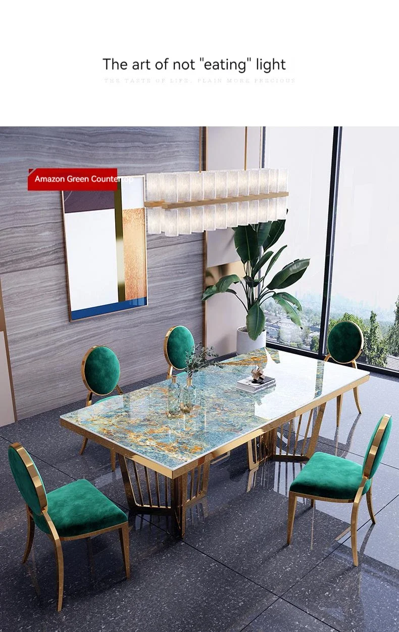 l Hotel Furniture Popular Italian Rock Plate Dining Table Set Rectangular Simple Post-Modern Living Room Dining Table