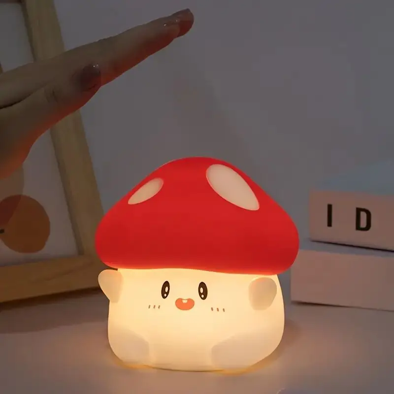 

Силиконовый ночник в форме гриба с USB-кабелем, переключателем управления, перезаряжаемой литиевой батареей, креативный светильник для создания атмосферы в спальне, способствующий сну.