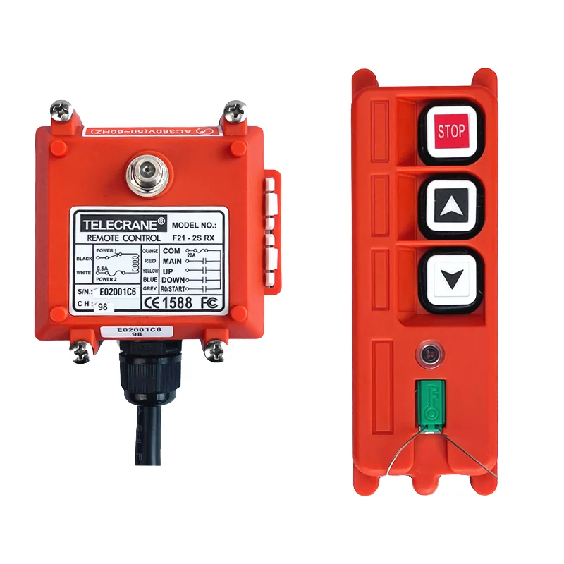 

TELECRANE F21-2S 24V-48V 100-440V Industrial Radio Wireless Crane Hoist Remote Control Switch 2 Channel Single Speed