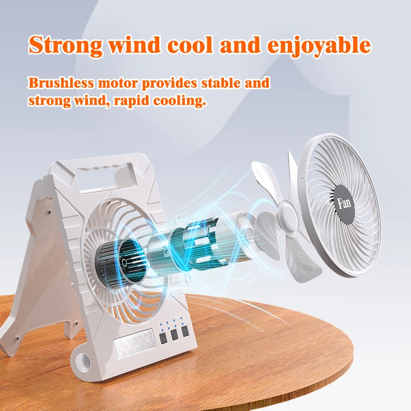 Ventilatore silenzioso pieghevole con pannello solare: ultraleggero, uscita USB per campeggio/tenda/auto/casa, raffreddamento di emergenza multi-scena