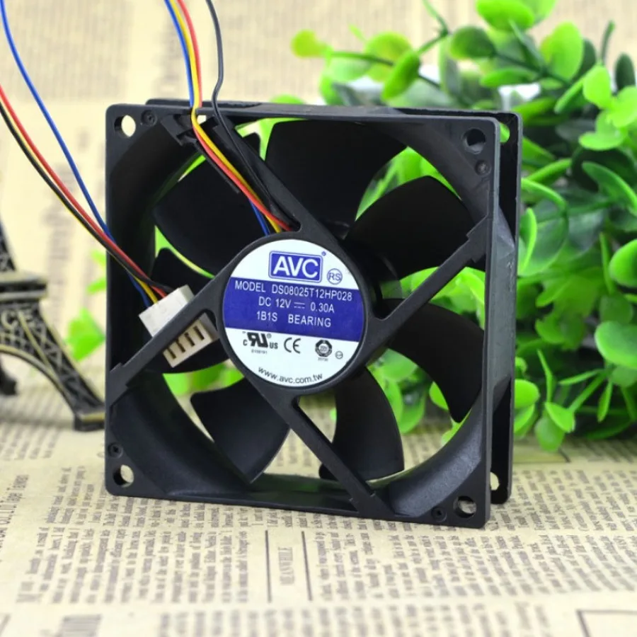 AA + FOR genuine AVC 8025 8CM 4-wire ball fan, temperature control silent DS08025T12HP028 0.30A
