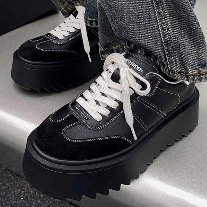 Men and Women Spring and Autumn Tennis Shoes Men and Women Thick Soled Lace-up Flat Shoes Thick Soled Casual Sports Shoes