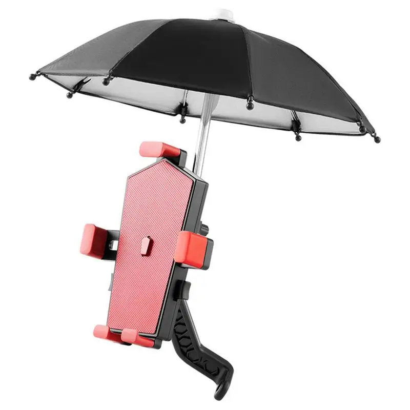 Bike Phone Holder 360 Degree Rotating Bicycle Phone Stand Mobile Phone Stand Shockproof Bike Handlebar Clip with Mini Umbrella