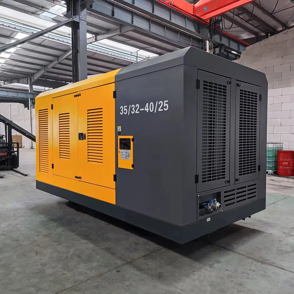 35 Bar Industrial Diesel Screw Air Compressor Two Stage Compression High Pressure Lubricated Motor 220V Durable Machine