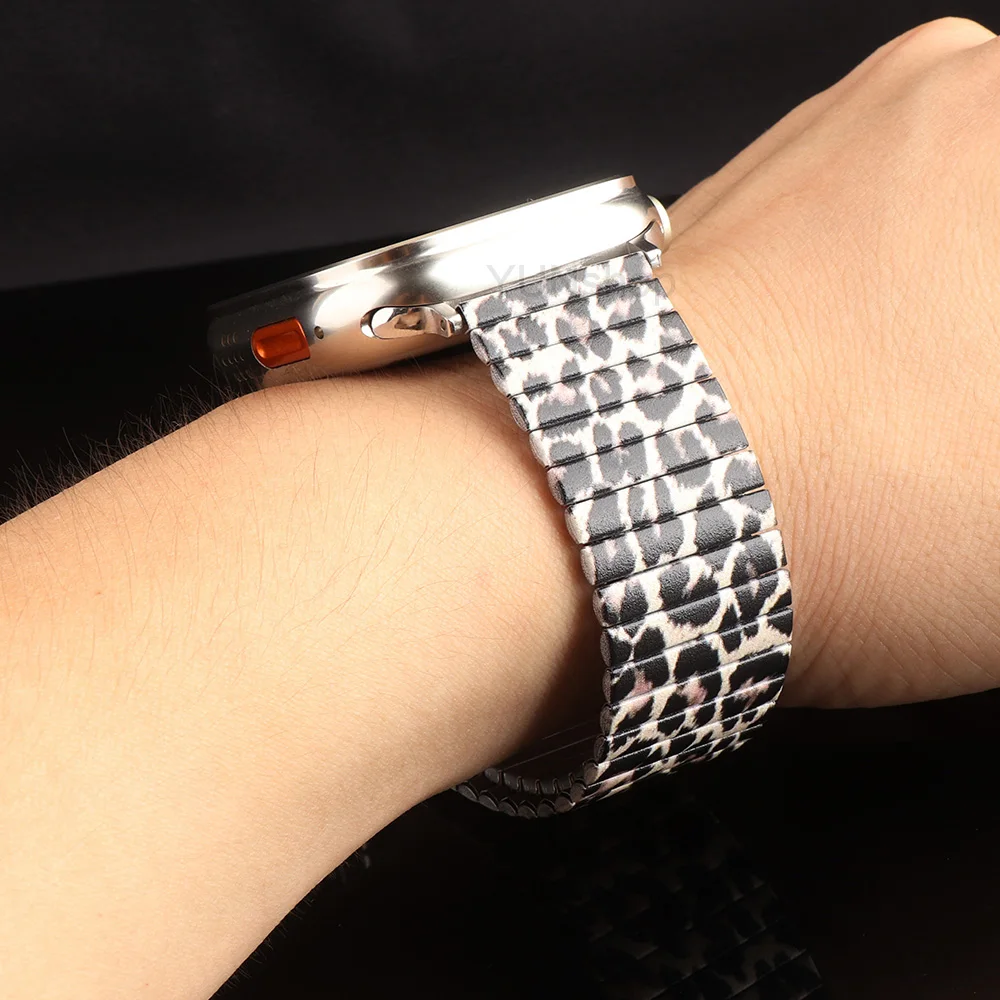 Elastic Color Strap for iWatch Ultra 2 1 49mm 9 8 7 45mm Luxury Stainless Steel Band for Apple Watch Series 6 5 4 3 Se 44mm 42mm