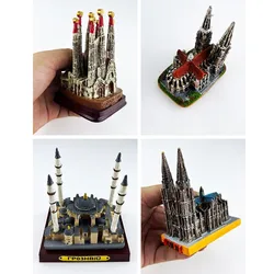 Famous Building Miniatures 3D Cologne Cathedral Sagrada Familia Istanbul Mosque Building Figurines Home Decor Birthday Gifts