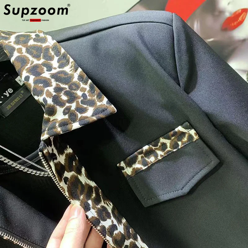 Supzoom 2024 New Arrival Casual Popular Trendy Couple Spring Suit Fashion High Sense Leopard Print Fake Two-piece Jacket Men