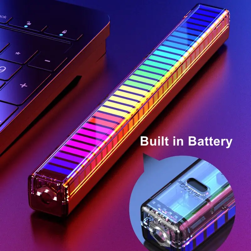 D Pickup Lights Controllo del suono Ritmo del colore Lampada ambientale Ricaricabile Pickup Ritmo Luce Musica Auto Musica domestica Luce ambientale USB