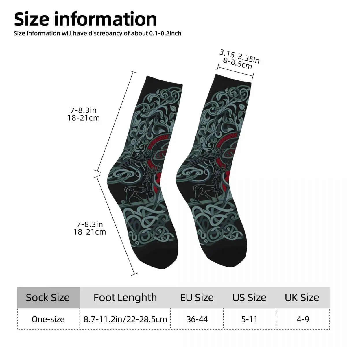 Norse Yggdrasil Viking Sock Printed Man Polyester