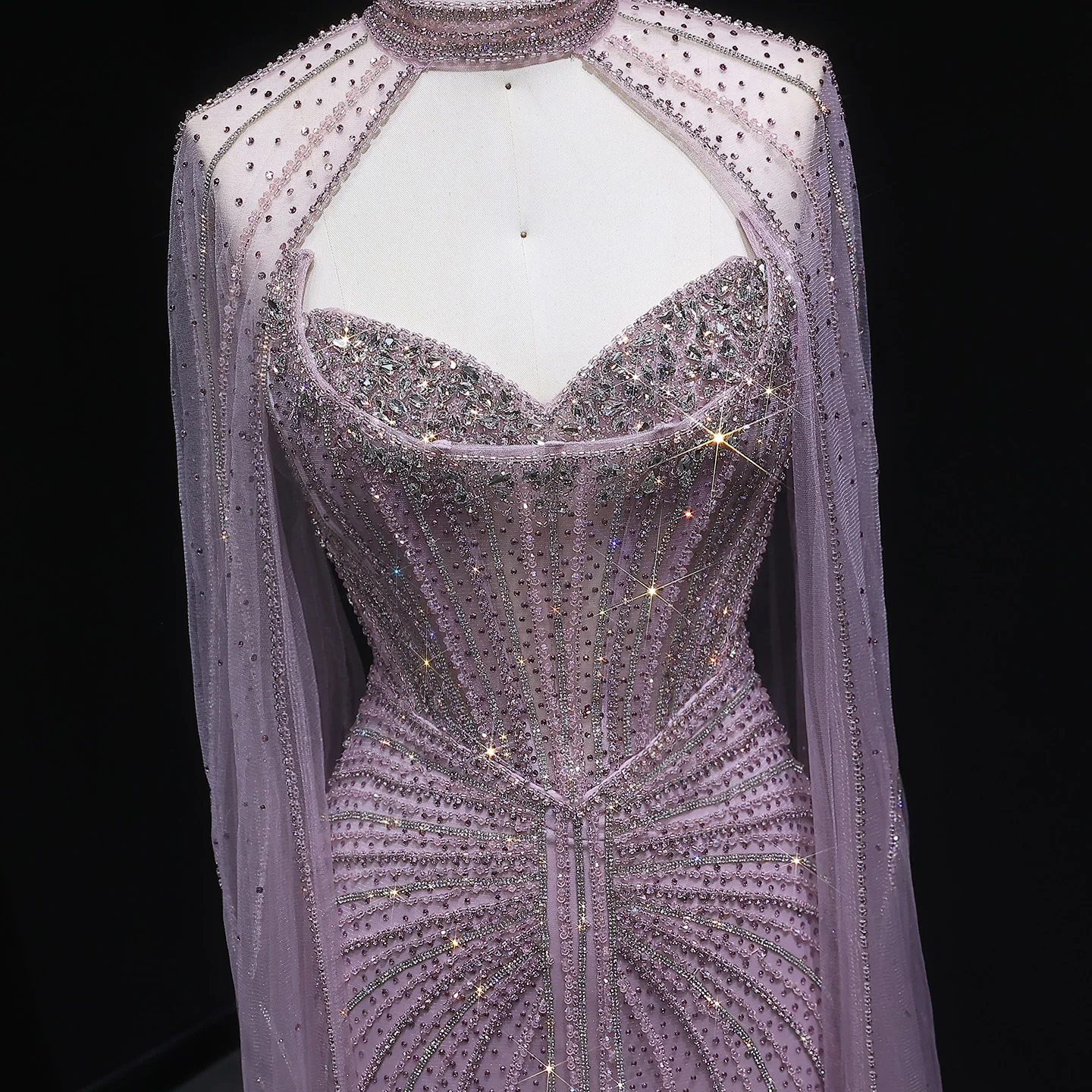 Sharon Said Luxuriöses Weinrotes Abendkleid mit Cape-Ärmeln, Lang, Rosa, für Damen, Hochzeit, Party, Ballkleider, Arabisch, SS156, Maßanfertigung – Detail 16