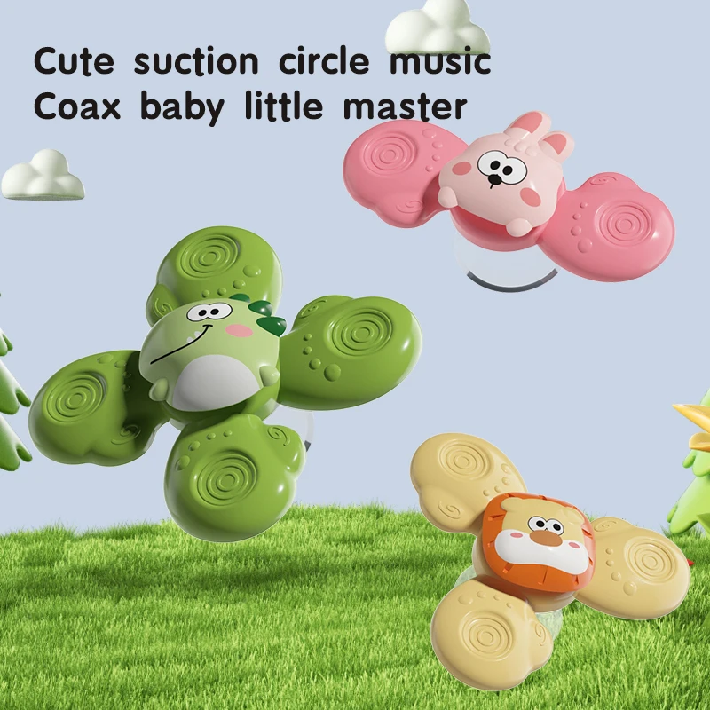 Children High Chair Toys Suction Cup Spinner Dining Table Rattles Fidget Educational Montessori Calming Travel Toy Gift