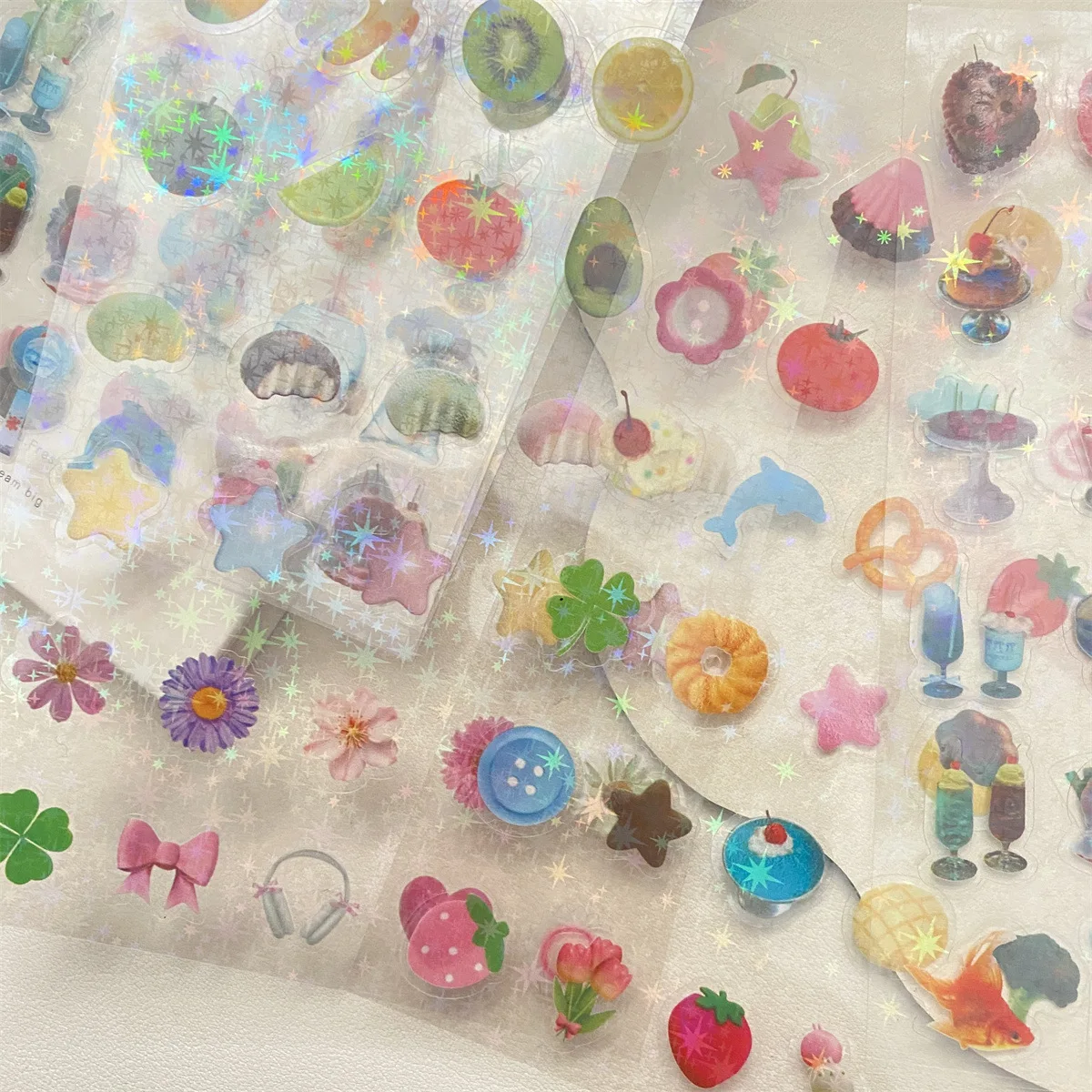 عالية المظهر دولفين الصودا الآيس كريم الكرتون قطع لاصق غشائي مزدوج شفاف ليزر ستار كتيب ديكور المواد ملصق #3