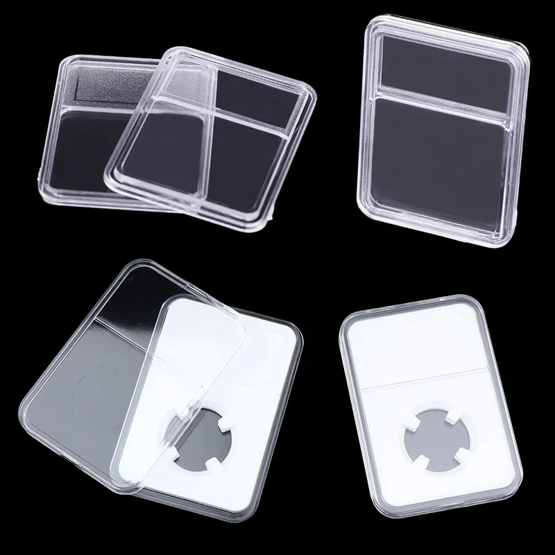 

5Pcs Commemorative Coin Plates Coin Protection Case Square Transparent Storage Case Coin Plate Capsule Protection Display Stand