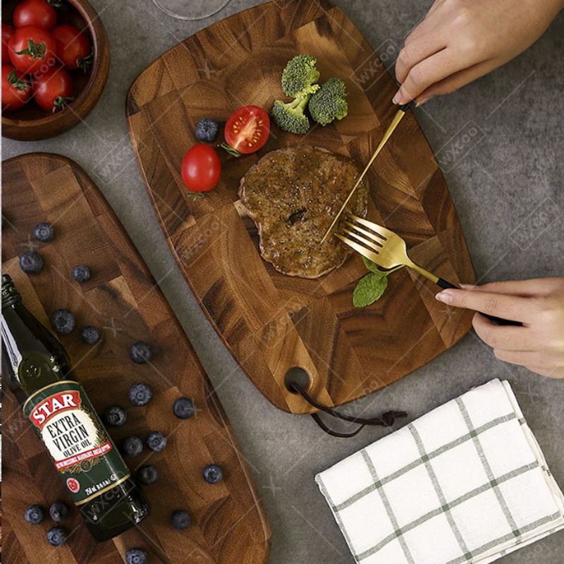 لوح تقطيع كبير لوح تقطيع خشب السنط السميك على الوجهين لوح تقطيع المطبخ لقطع لحوم الفاكهة #3