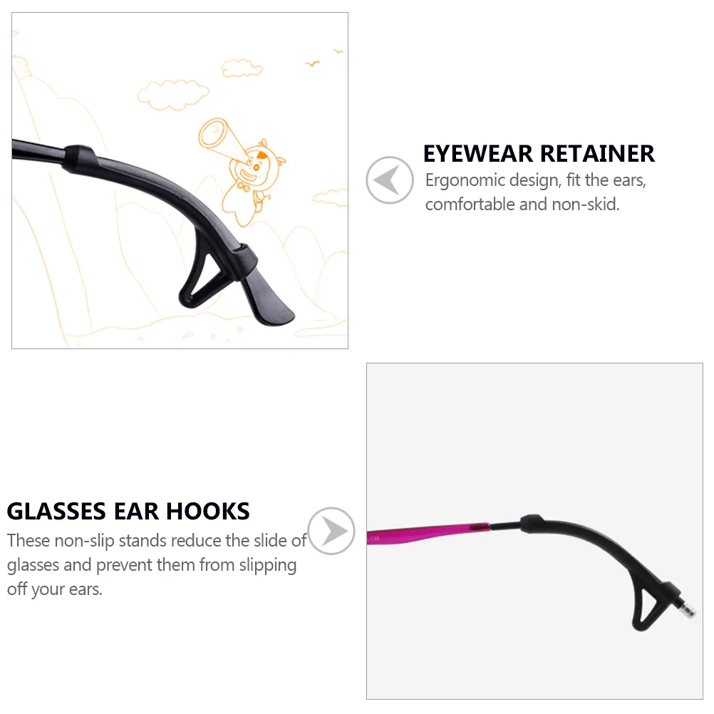 

1 set Anti-Slip Eyeglass Ear Hooks Silicone Non-Slip Grips For Sports Running Fitness Daily Wear Eyewear Retainer
