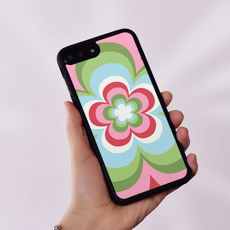 Wildflower Rubber Phone Case Cover for iPhone 6 6S 7 8 Plus X XS XR 11 12 13 14 15 Mini Pro Max Rainbow Flower Power