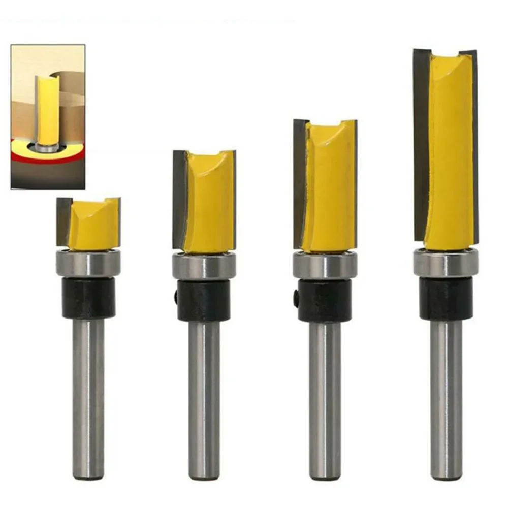 Pattern Bit Industrial 1/4inch Shank Top Bearing Flush Trim Pattern Router Bits Color: Yellow+Silver (As Pictures Show)