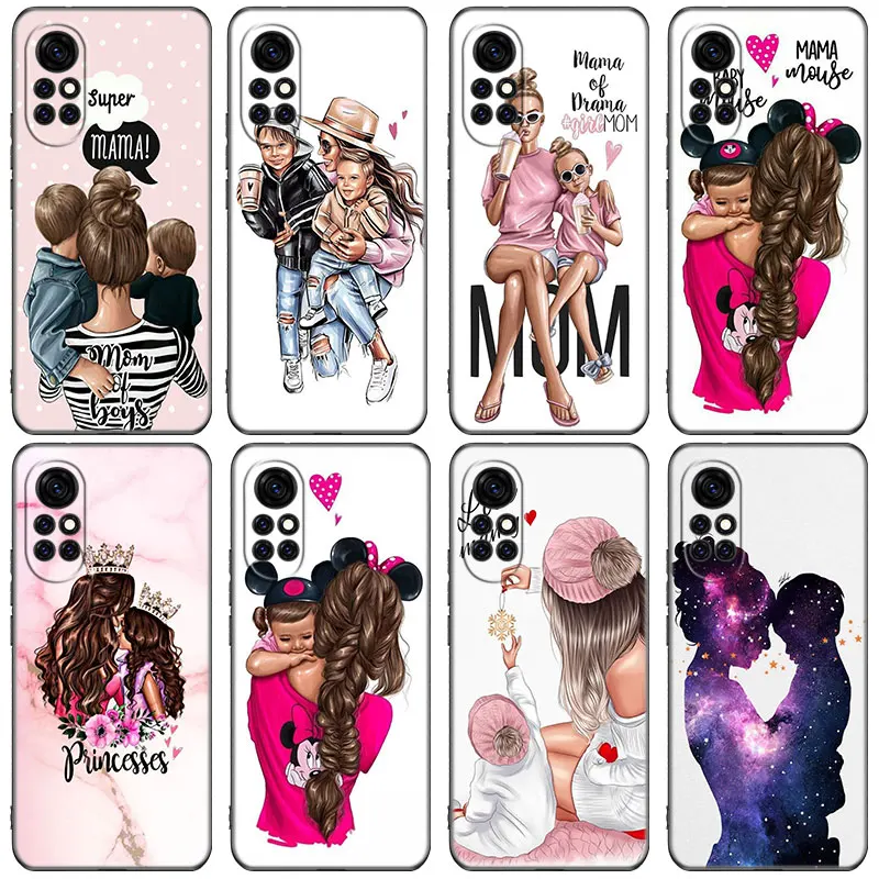 Beautiful Mother Daughter Son Phone Case For Huawei Honor 60 50 Mate 40 30 20 10 Lite Nova 9 8 Pro 7 SE Y60 30S 8i 7i 5T Premium