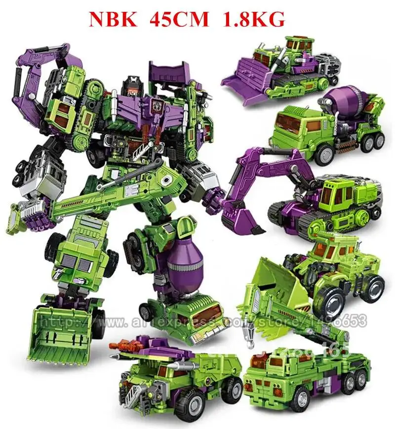 NBK Oversize 6 IN 1 Devastator Transformation Toys boy Robot Car KO G1 Excavator Trucks Model Action Figure kid adult Toy