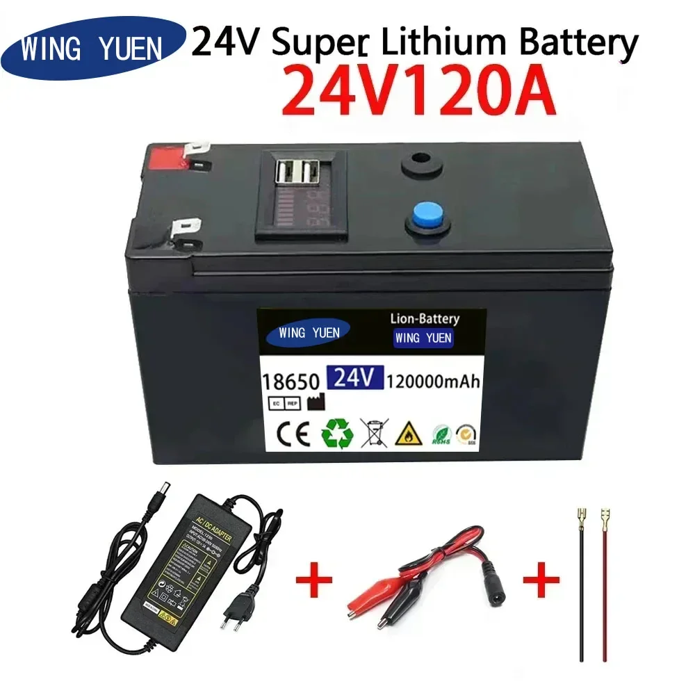 

24V Battery 120Ah 18650 lithium battery pack Rechargeable battery for solar energy electric vehicle battery+25.2v2A charger