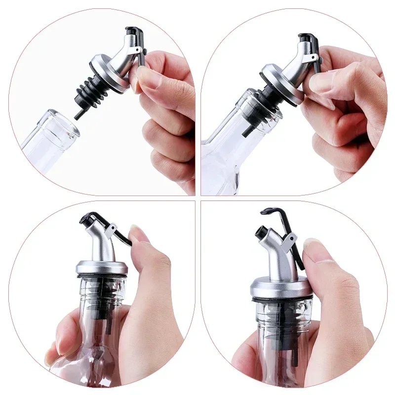 1pc 250ML Transparent Glass Olive Oil Bottle Leakproof Kitchen Seasoning Soy Sauce Vinegar Press Type Cruet Barbecue Bottle