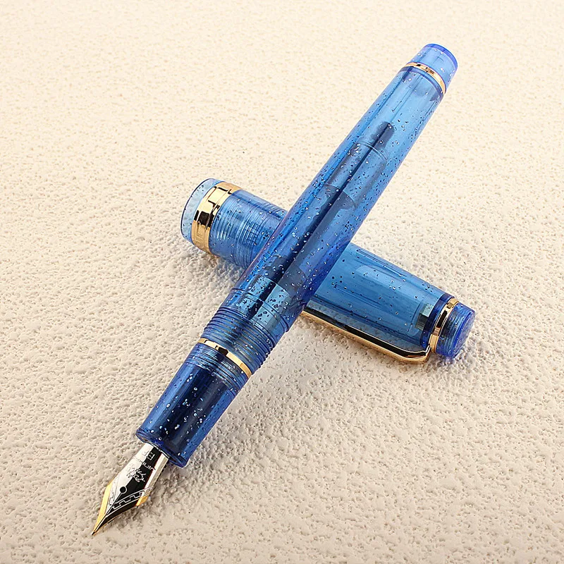 Imagem -02 - Caneta-tinteiro Caneta de Tinta Azul Fluorescente Transparente ef f m Nib Papelaria Negócio Escritório Material Escolar Canetas Jinhao82