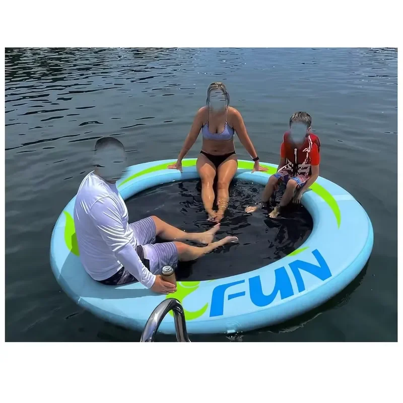 Commercial Grade Inflatable Floating Dock Round Water Oasis Mesh Hammock Durable PVC Floating Island Raft for Lake & Sea