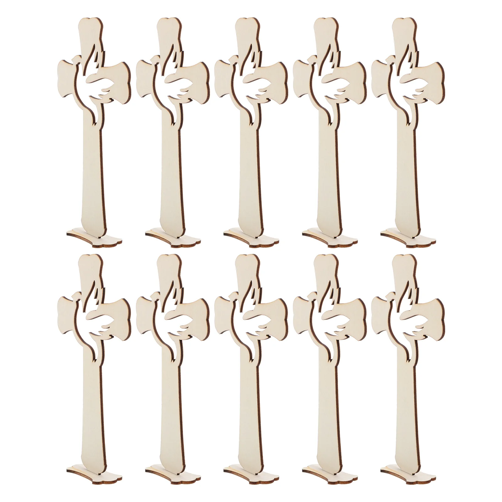 

10pcs Wooden Cross Ornament 3D Craft Decor For Indoor Home Desk Tabletop Religious Display Diy Wood Cross For Party Holiday