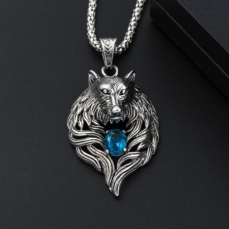 Vintage Punk Wolf Head Necklace For Men Women Pendant Erkek Kolye Biker Cool Animal Charm Jewelry Accessories Gift  for Friends